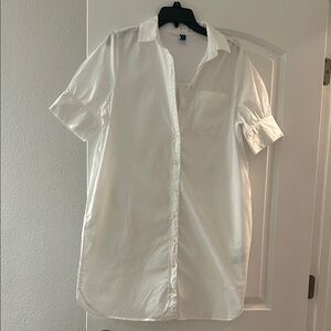 Old Navy White Short-Sleeve Button Dress